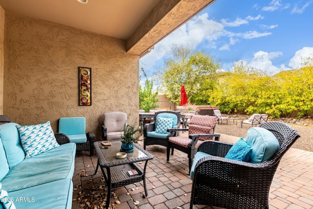 view of patio / terrace featuring an outdoor living space