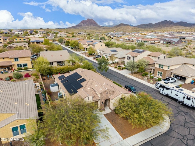 birds eye view of property featuring a residential view and a mountain view