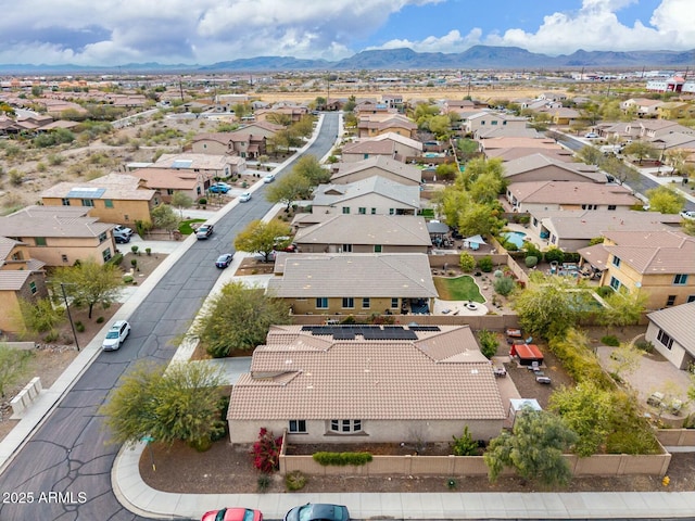 bird's eye view with a mountain view and a residential view