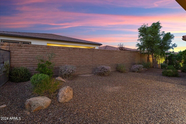 view of yard at dusk