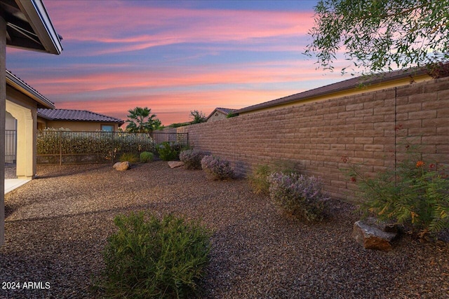 view of yard at dusk