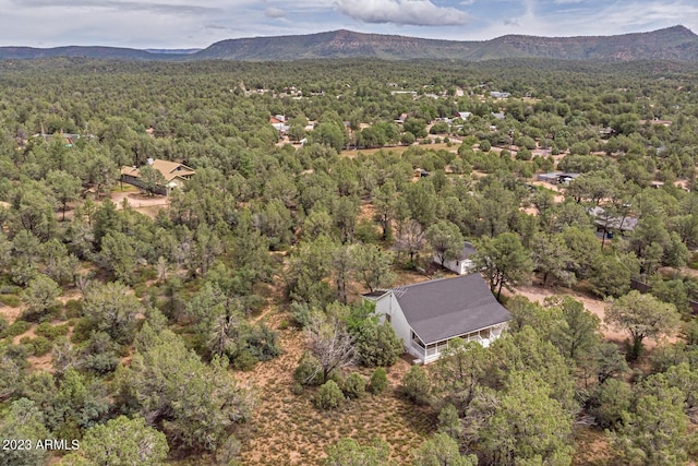 birds eye view of property featuring a mountain view