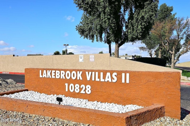 view of community sign