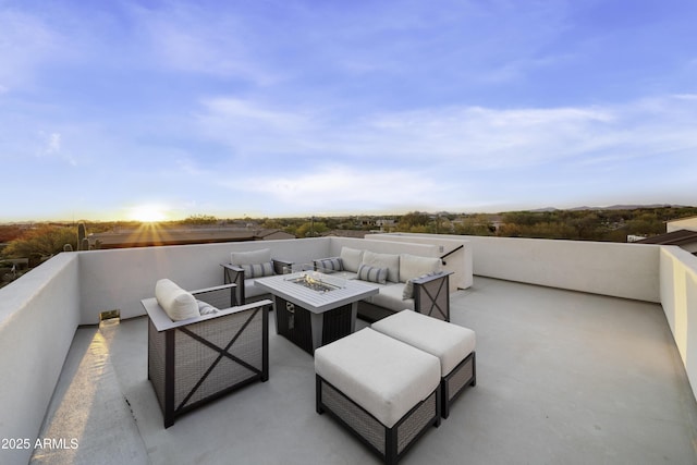 view of patio featuring a fire pit