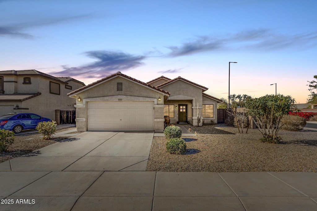 view of front of house with a garage