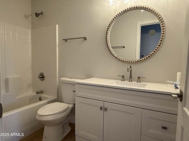full bathroom with toilet, shower / bath combination, and vanity
