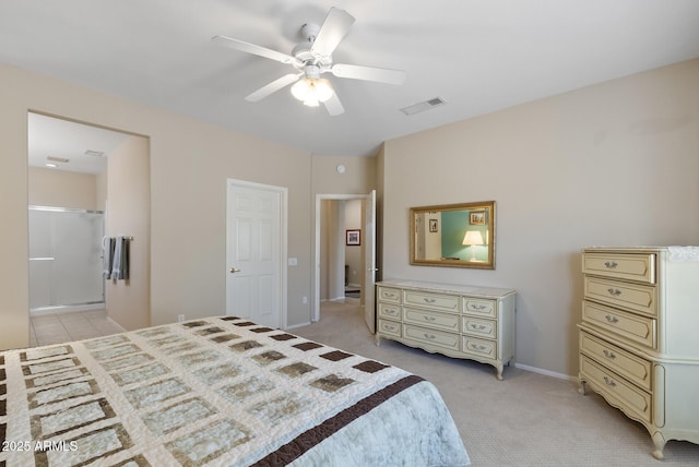 20394 N Coronado Way, Surprise, AZ 85374 - bedroom featuring light carpet, ensuite bathroom, and ceiling fan