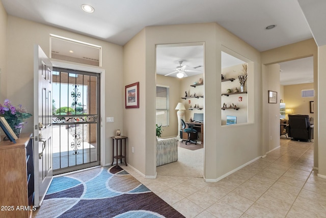 20394 N Coronado Way, Surprise, AZ 85374 - foyer featuring tile patterned floors, a ceiling fan, and recessed lighting