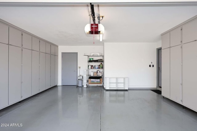 garage with a garage door opener