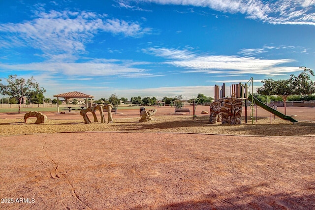 communal playground featuring a gazebo