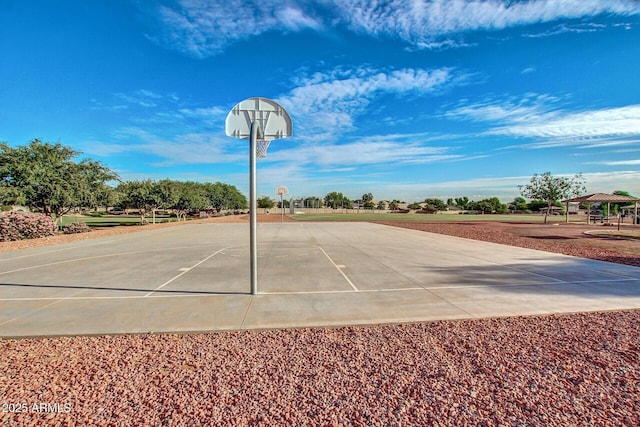 view of sport court with a gazebo and community basketball court