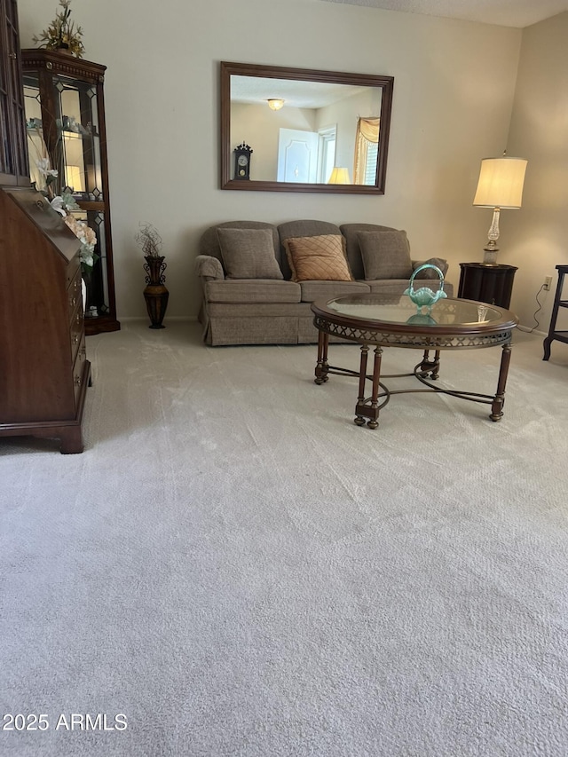 living room with carpet flooring