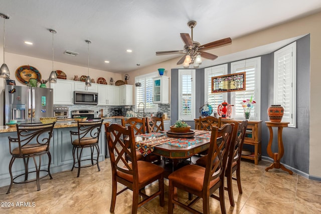 19104 N Smith Dr, Maricopa, AZ 85139 - dining area with ceiling fan, visible vents, and recessed lighting