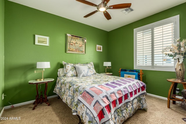 19104 N Smith Dr, Maricopa, AZ 85139 - bedroom with visible vents, baseboards, carpet flooring, and ceiling fan