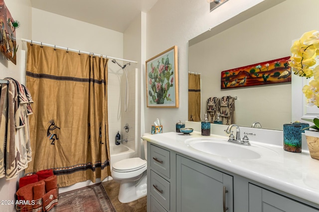 19104 N Smith Dr, Maricopa, AZ 85139 - bathroom with shower / bath combo, vanity, and toilet