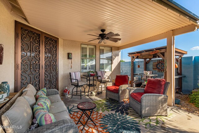 19104 N Smith Dr, Maricopa, AZ 85139 - view of patio with ceiling fan and an outdoor hangout area