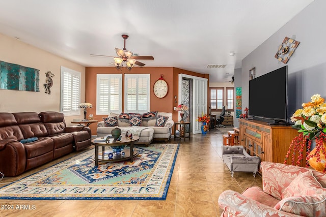 19104 N Smith Dr, Maricopa, AZ 85139 - living area with visible vents and a ceiling fan