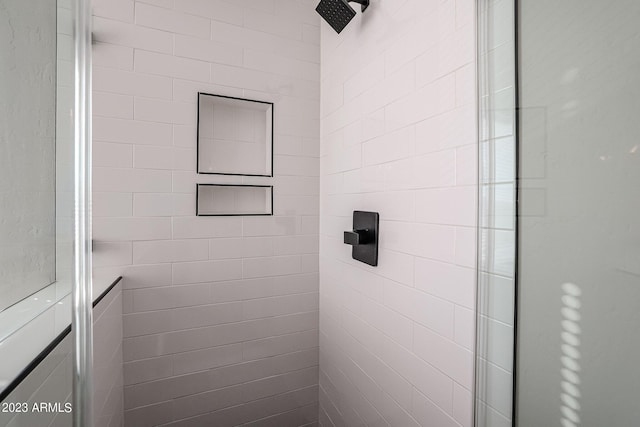 bathroom featuring a shower stall