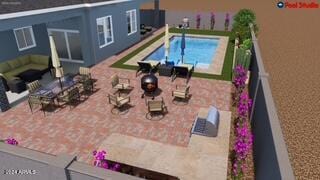 view of swimming pool featuring a patio area and an outdoor living space