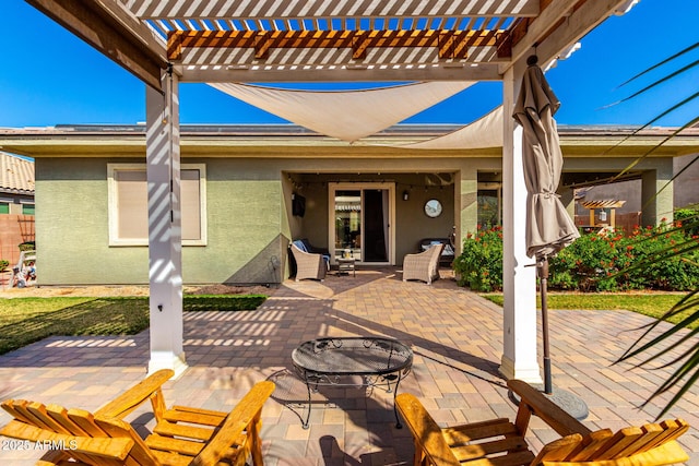 view of patio / terrace featuring a pergola