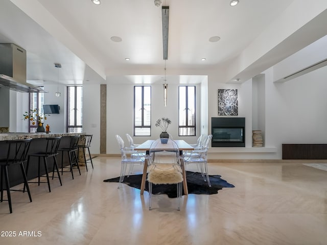 114 W Adams St Ph, Ph, Phoenix, AZ 85003 - dining area with a glass covered fireplace and recessed lighting