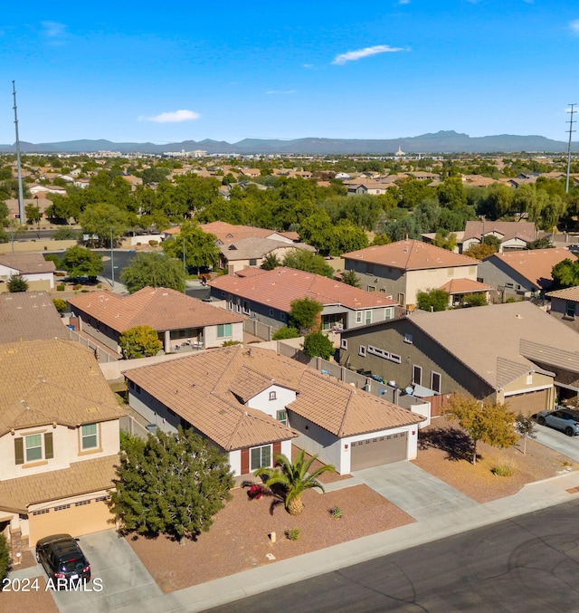 bird's eye view with a mountain view