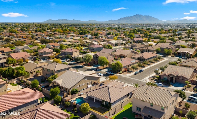 drone / aerial view with a mountain view