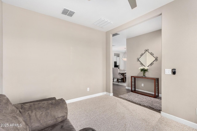 interior space with baseboards and visible vents