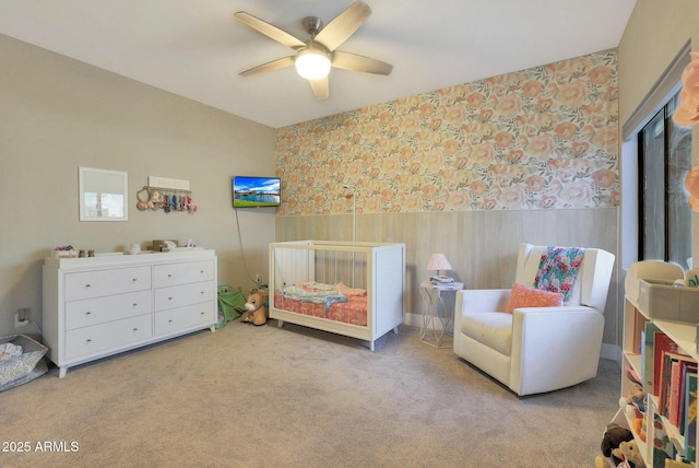 15050 N Thompson Peak Pkwy Unit 2072, Scottsdale, AZ 85260 - carpeted bedroom with a ceiling fan and wainscoting
