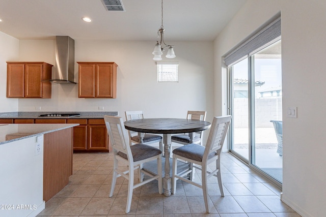 view of tiled dining room