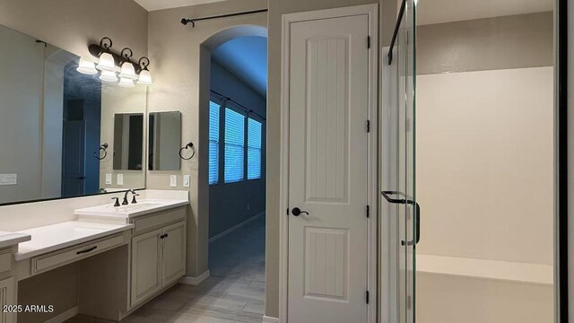 2811 S Jeffry St, Gilbert, AZ 85295 - full bathroom featuring vanity and a shower with shower door