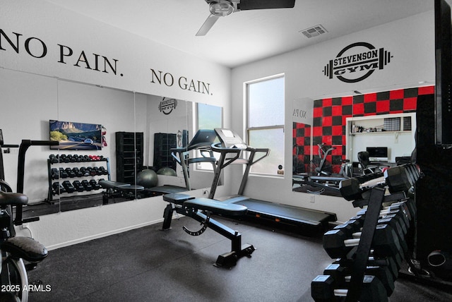 3436 E Gary Way, Gilbert, AZ 85234 - workout area featuring visible vents and ceiling fan
