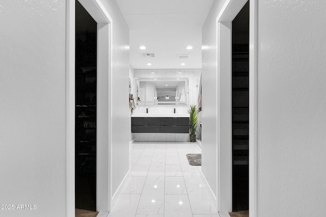3436 E Gary Way, Gilbert, AZ 85234 - corridor with marble finish floor, baseboards, visible vents, and recessed lighting