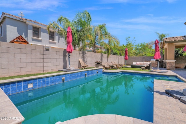 3436 E Gary Way, Gilbert, AZ 85234 - view of pool with a fenced backyard, an outdoor hangout area, a fenced in pool, and a patio area