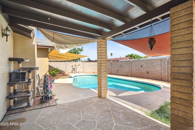 view of pool with a patio and a fenced backyard