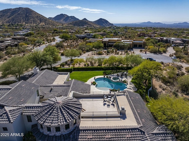 aerial view with a mountain view