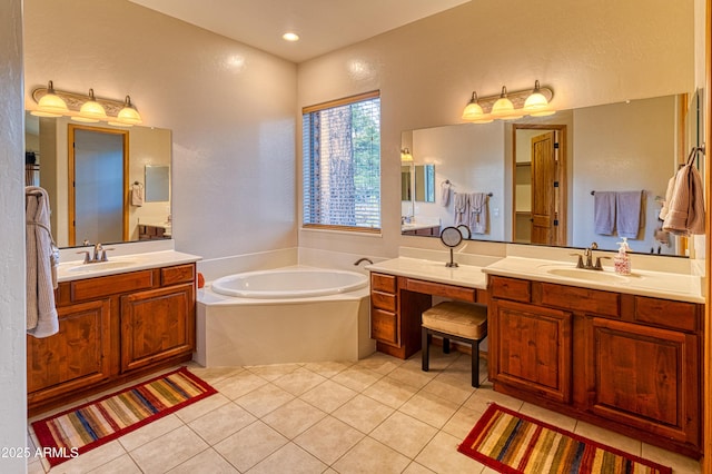2721 W Snowberry Loop, Show Low, AZ 85901 - bathroom with a garden tub, tile patterned flooring, and two vanities