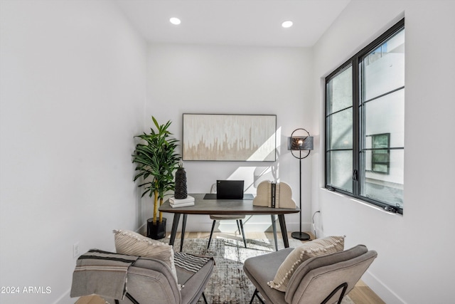 office space featuring hardwood / wood-style flooring