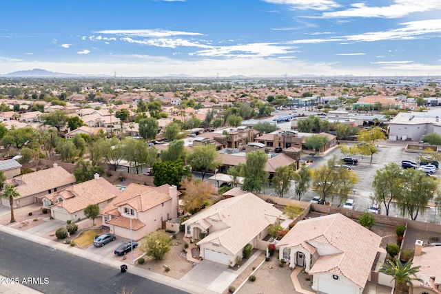 birds eye view of property featuring a mountain view