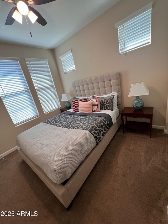 bedroom featuring carpet flooring and ceiling fan