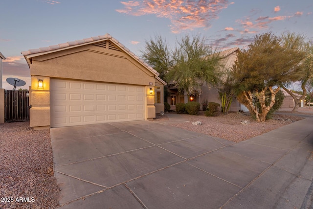 view of front facade featuring a garage