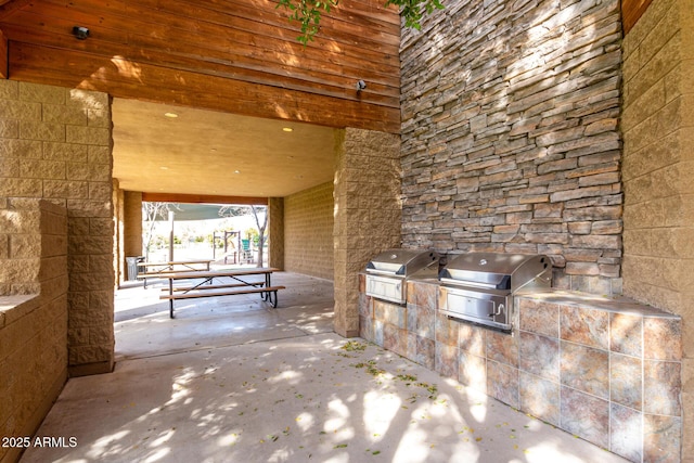 view of patio / terrace featuring area for grilling and grilling area