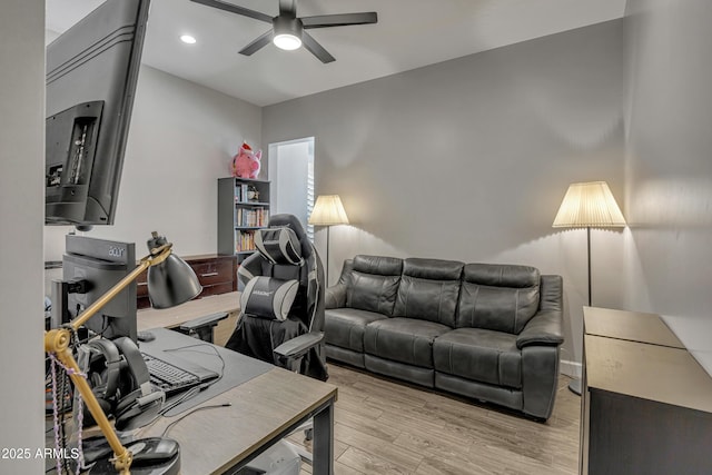 2652 E Pelican Ct, Gilbert, AZ 85297 - office featuring a ceiling fan and wood finished floors