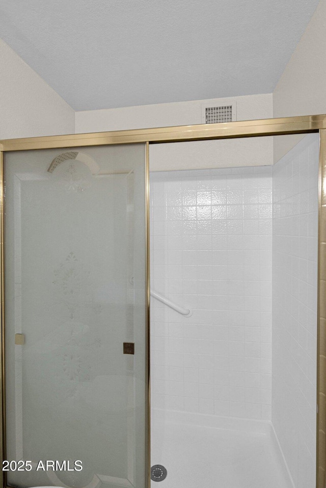 full bath featuring visible vents and a shower stall