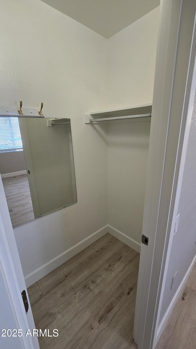 walk in closet featuring wood finished floors