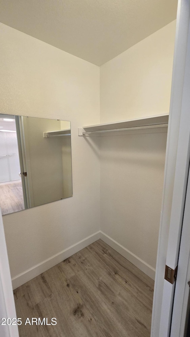 walk in closet featuring wood finished floors