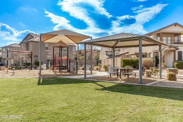 exterior space featuring a yard and a playground