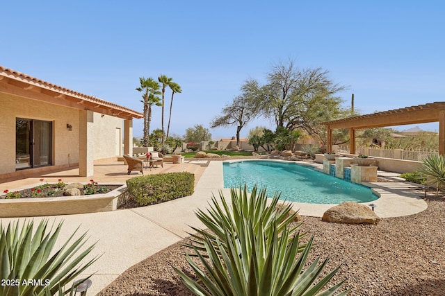 view of pool with a fenced in pool, a patio area, and a fenced backyard