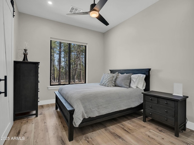 1137 Timbernook Xing, Williams, AZ 86046 - bedroom with light wood-type flooring, baseboards, a ceiling fan, and recessed lighting