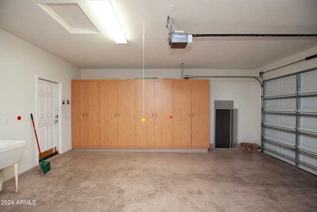 garage with a garage door opener